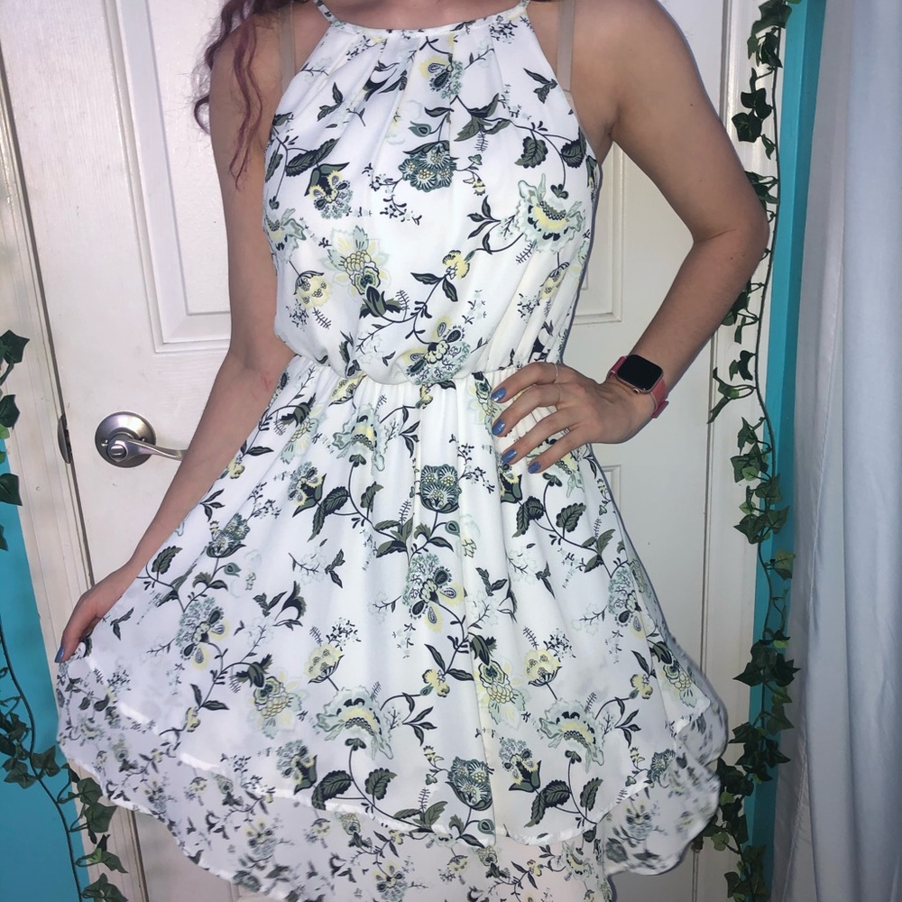 White Floral Flowy Summer Dress